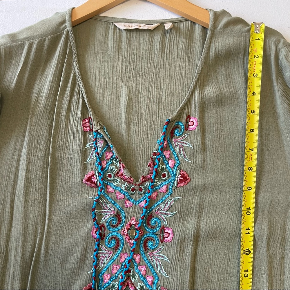 Soft Surroundings Green Maxi Dress with Blue and Red Accents - Picture 10 of 12